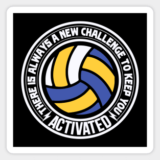 Colored volleyball players ball with white saying text Magnet